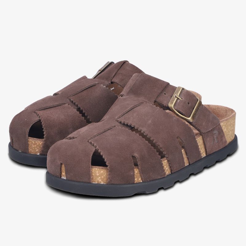 Bequeme Sandalen mit verstellbarer Schnalle und rutschfester Sohle in brauner Farbe