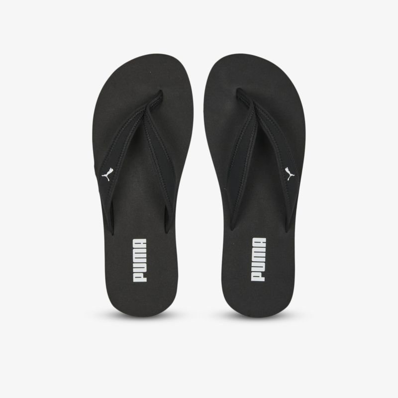 Schwarze Puma Flipflops mit bequemem Fußbett, rutschfester Sohle und sportlichem Design, Draufsicht