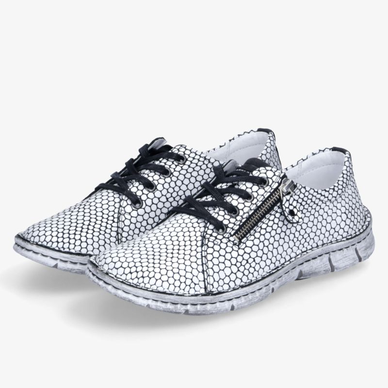 Modische Schuhe mit schwarzem Schnürsenkel und einzigartigem Muster, ideal für Alltag und besondere Anlässe.
