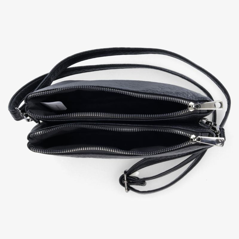Kompakte schwarze Tasche mit mehreren Reißverschlussfächern für optimale Organisation und hochwertige Verarbeitung