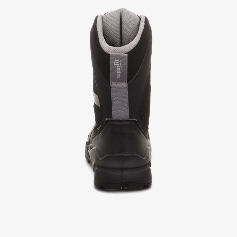 Rückansicht robuster wasserdichter Stiefel mit gepolstertem Schaft und rutschfester Sohle