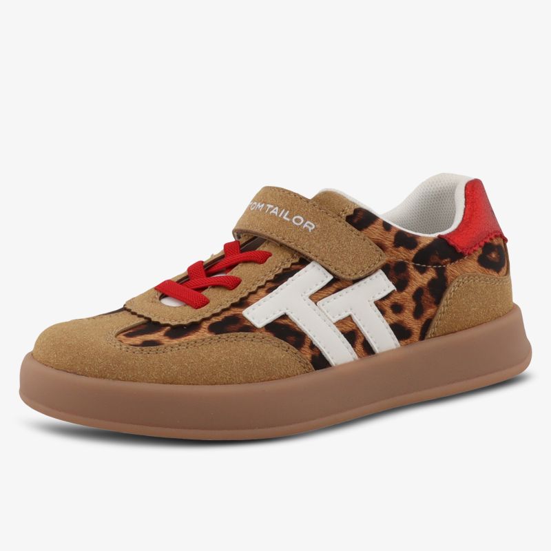 Bequemer Sneaker mit robusten Sohlen, auffälligem Leopardenmuster und modischem Kontrastdetail, perfekt für Alltag