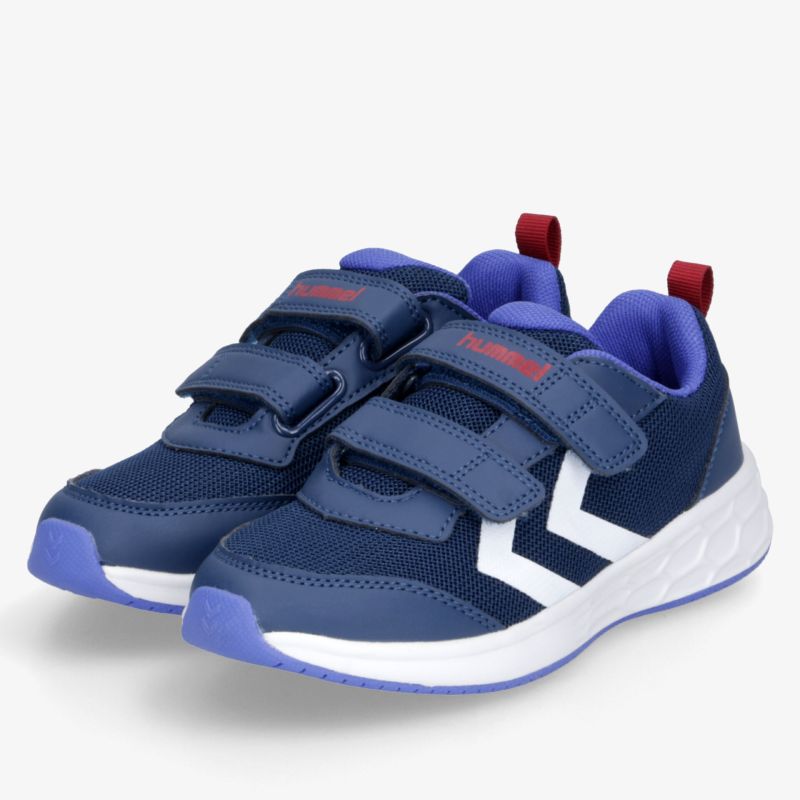 Sportliche blaue Sneaker mit Klettverschlüssen, rutschfester Sohle und bequemer Passform für aktiven Alltag