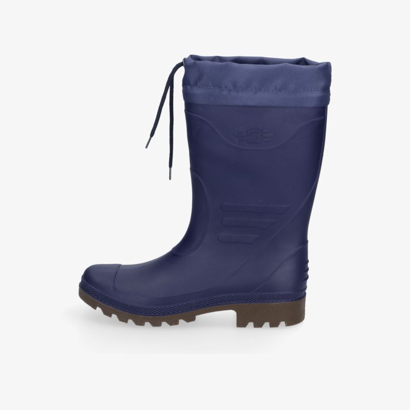 Robuster blauer Gummistiefel mit rutschfester Profilsohle und bequemem verstellbarem Schaft