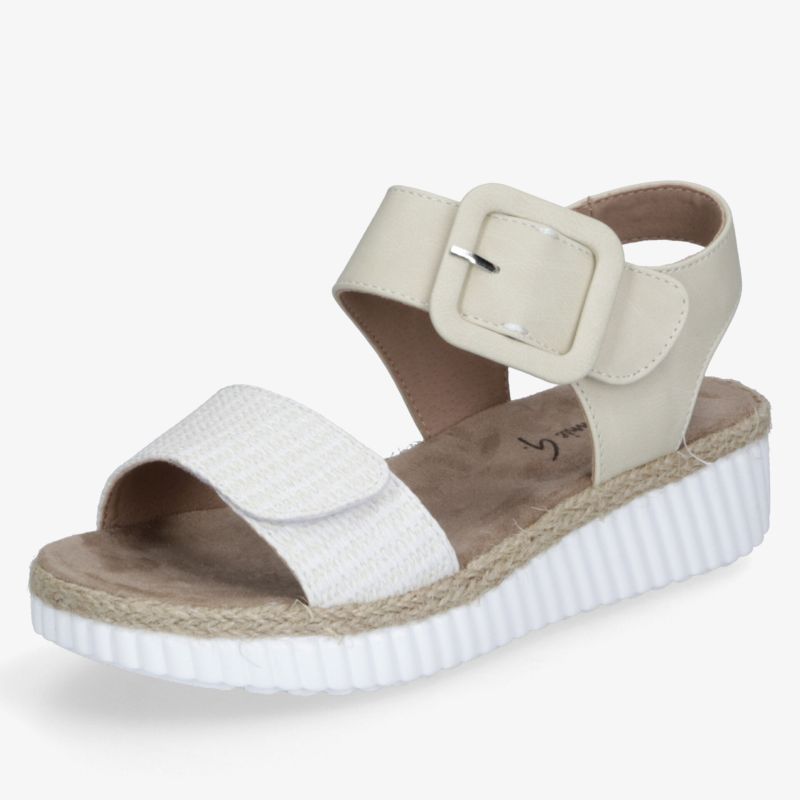 Weißer Sandalenschuh mit verstellbarem Riemen und profilierter Sohle für optimalen Tragekomfort und sicheren Halt
