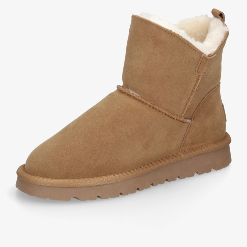Robuster, brauner Stiefel mit weichem Futter, ideal für kalte Tage, bietet höchsten Tragekomfort.
