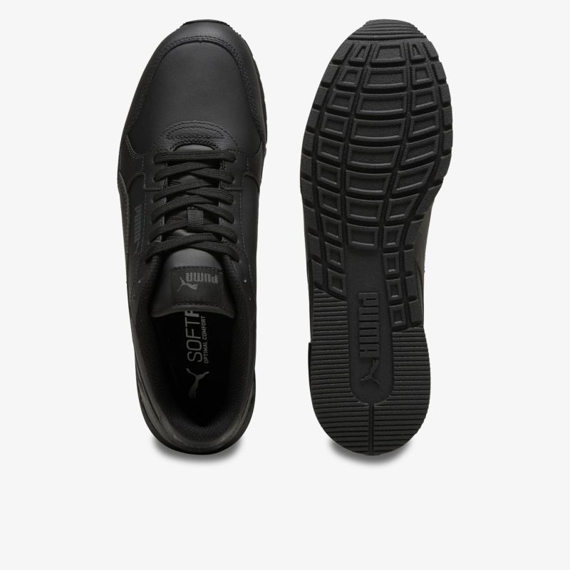 Schwarzer sportlicher Schuh mit robuster, rutschfester Sohle und bequemer Schnürung für Alltag und Freizeit