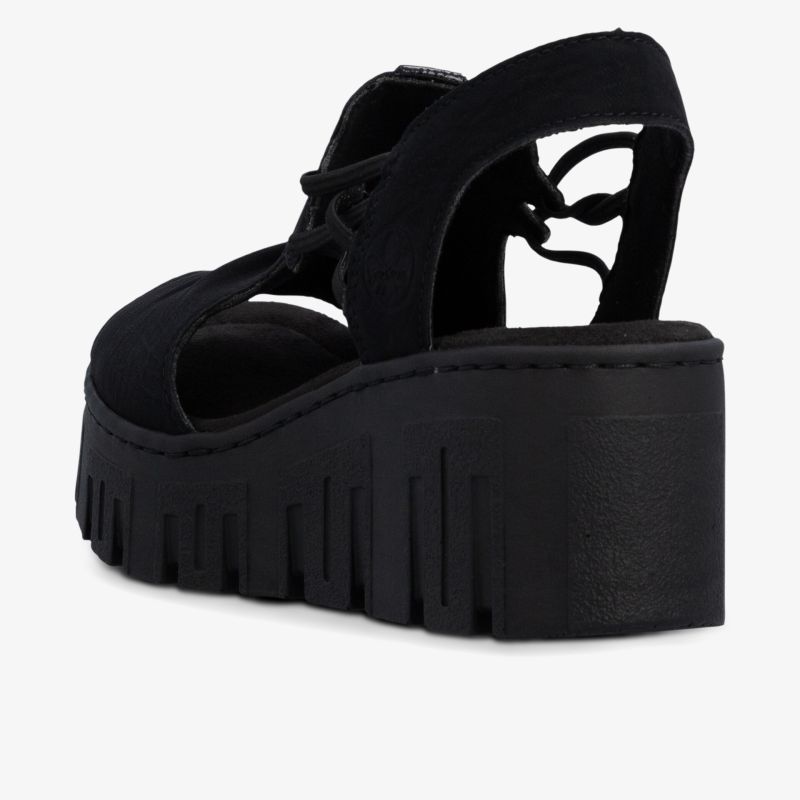 Schwarzer Schuh mit dickem Blockabsatz und Plateau-Sohle für stabilen und modischen Auftritt