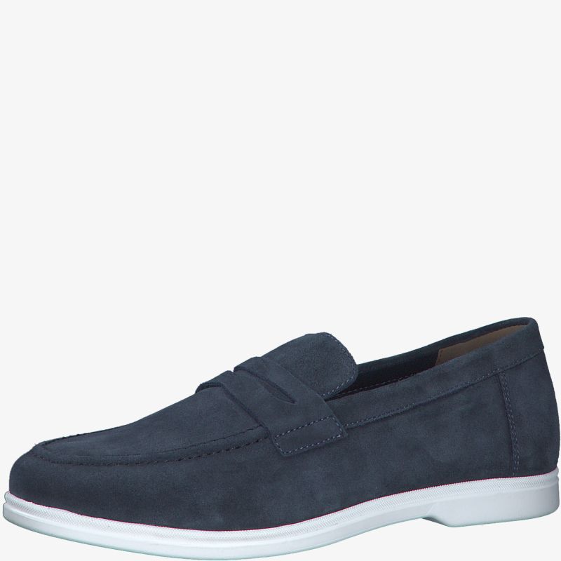 Blauer Loafer mit bequemer Passform und rutschfester weißer Sohle, stilvoll und leicht
