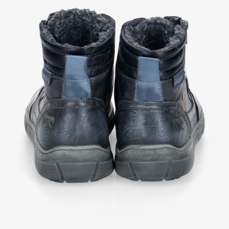 Warme schwarze Winterschuhe mit hohem Schaft und weichem, gefüttertem Innenmaterial, rutschfeste robuste Sohle