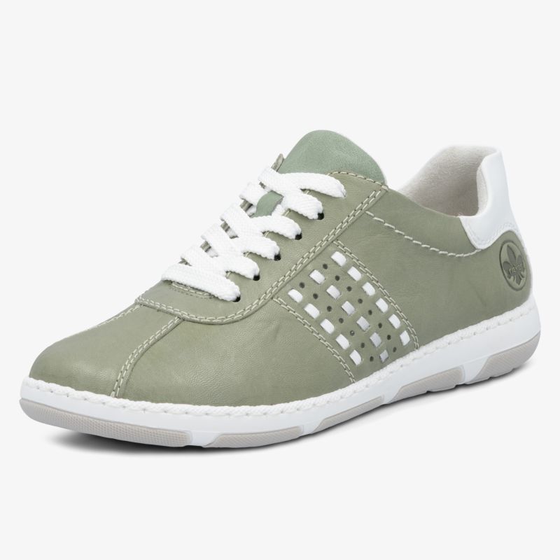 Moderner grüner Sneaker mit weißen Details und atmungsaktivem Design für maximalen Komfort.