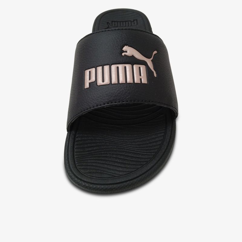 Schwarze Puma Badesandale mit breitem Riemen, komfortabel und rutschfest für Freizeit und Pool