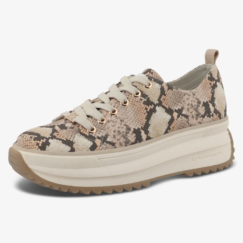Modischer Plateausneaker mit Schlangenmuster, dicker Profilsohle und bequemer Passform für den Alltag