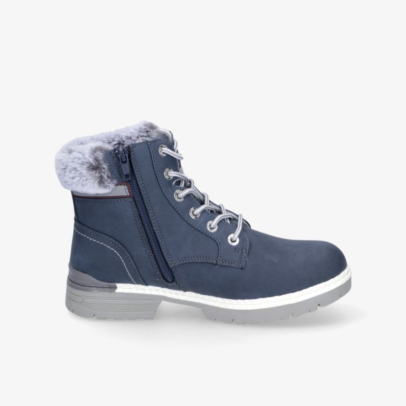 Warmer Schuh mit seitlichem Reißverschluss, Schnürung und weichem Innenfutter, ideal für kalte Tage