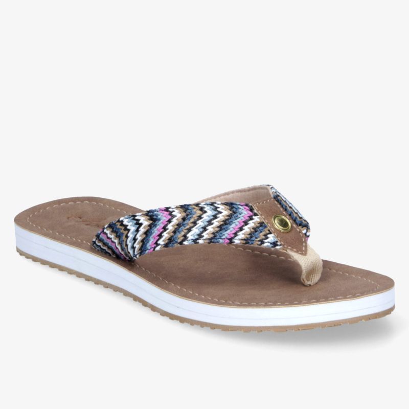 Bequemer Flipflop mit farbenfrohem Muster und weißer, rutschfester Sohle für komfortablen Tragekomfort