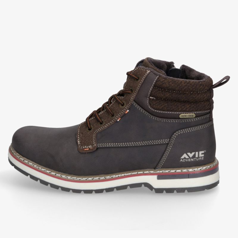 Robuster und modischer Lederstiefel mit wasserdichter Verarbeitung und rutschfester Sohle.
