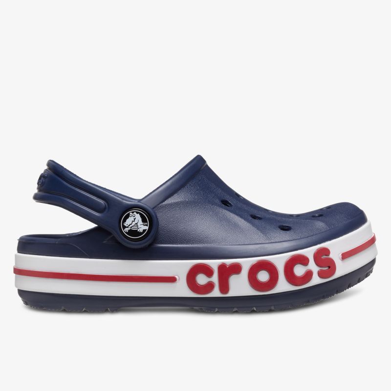 komfortabler leichter Crocs Schuh in dunklem Navy mit seitlichem Logo und verstellbarem Fersenriemen