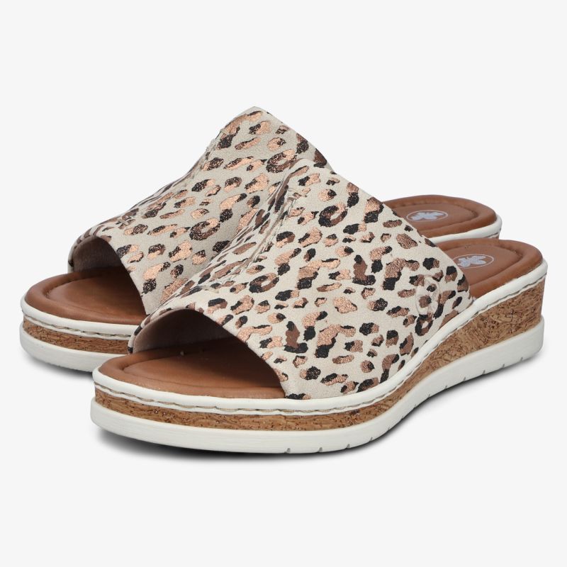 Leichte Sandalen mit bequemer Plateau-Sohle und modischem Leo-Muster, offene Zehenpartie, ideal für Sommer