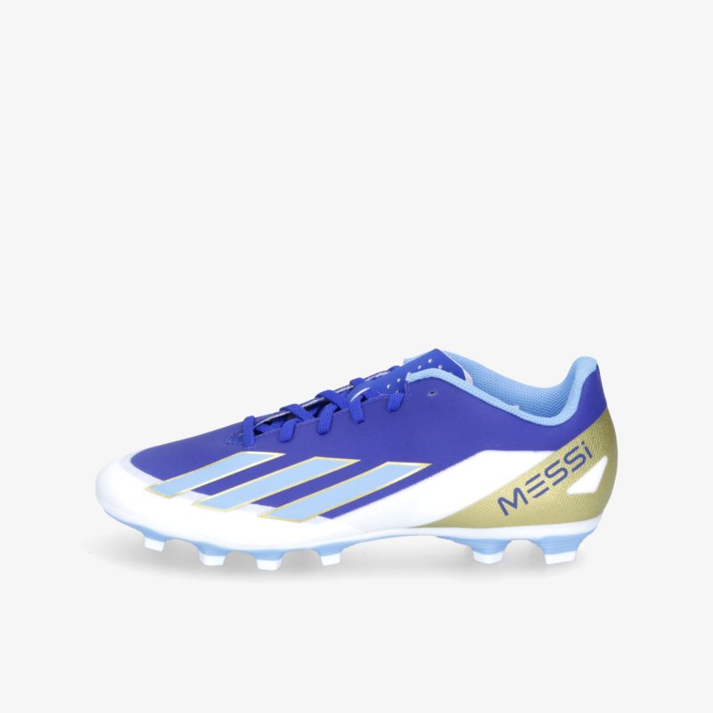 Leichter Fußballschuh in Blau und Gold mit schnittigem Design für optimalen Halt und Komfort auf dem Spielfeld.