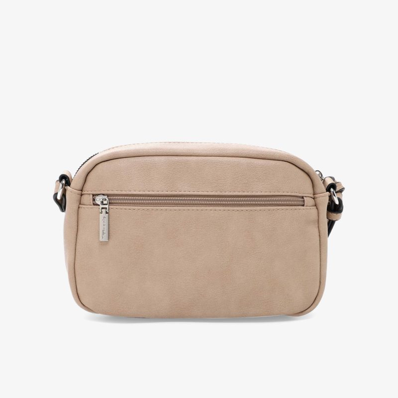 Beige Umhängetasche mit Reißverschluss, kompakt und modern, ideal für den täglichen Gebrauch