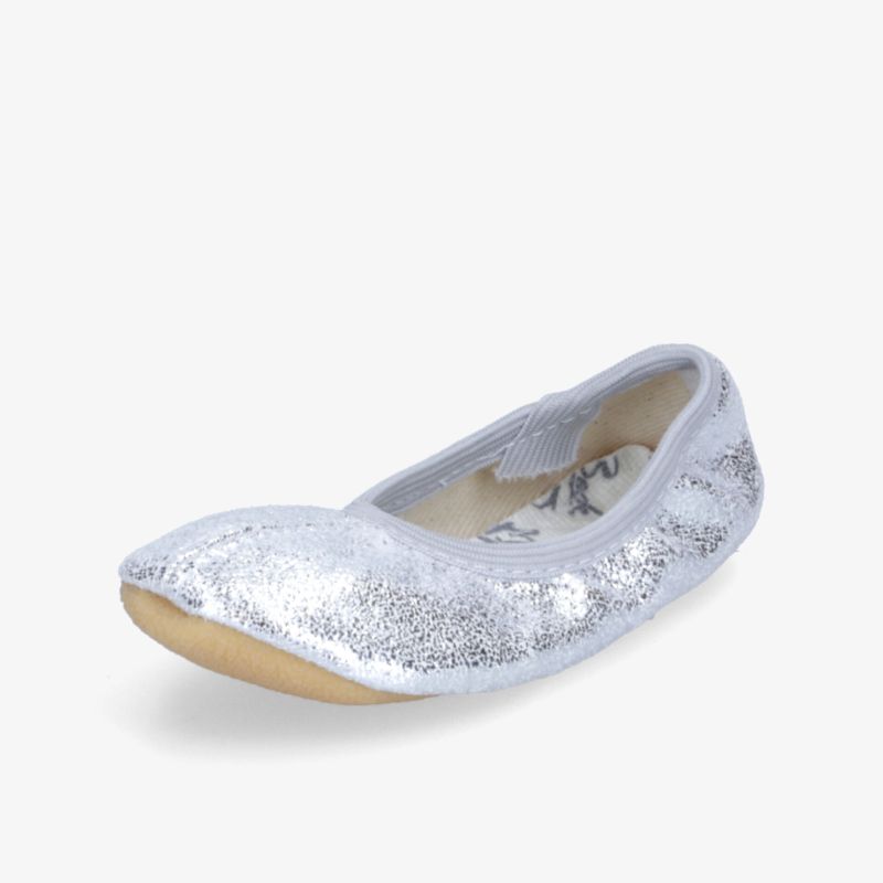 Eleganter, glitzernder Ballerina-Schuh in Silber für stilvolle Anlässe.