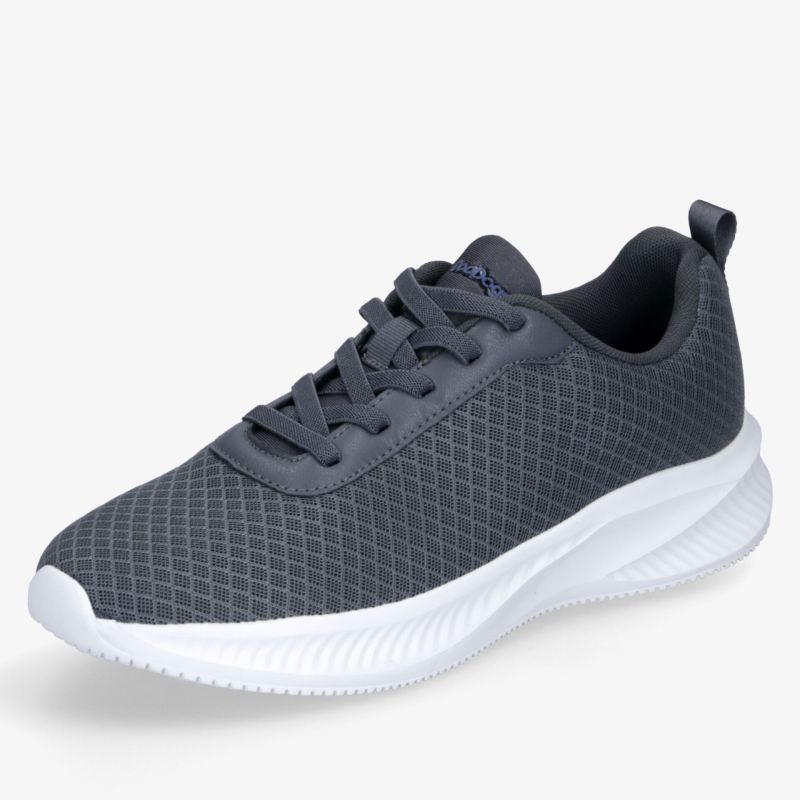 Leichter komfortabler Sportschuh mit atmungsaktivem Material und flexibler weißer Sohle in modernem Design