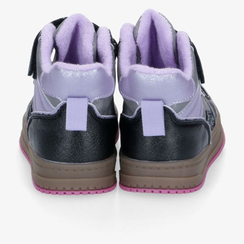Bequeme Kinder Sneaker in Lila und Schwarz mit gepolsterter Ferse und robuster Sohle, sportlich und stabil