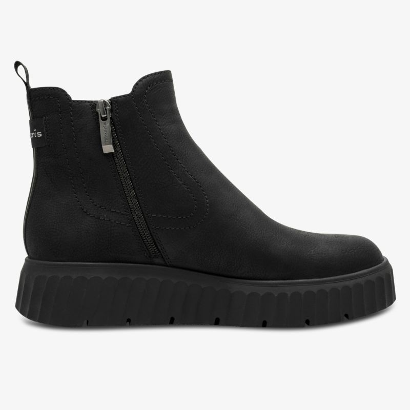 Schwarzer Stiefel mit robustem Reißverschluss und profilierter Gummisohle für optimalen Halt