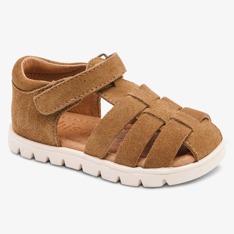 Bequeme Ledersandale mit Riemen und Klettverschluss, ideal für den Sommer.
