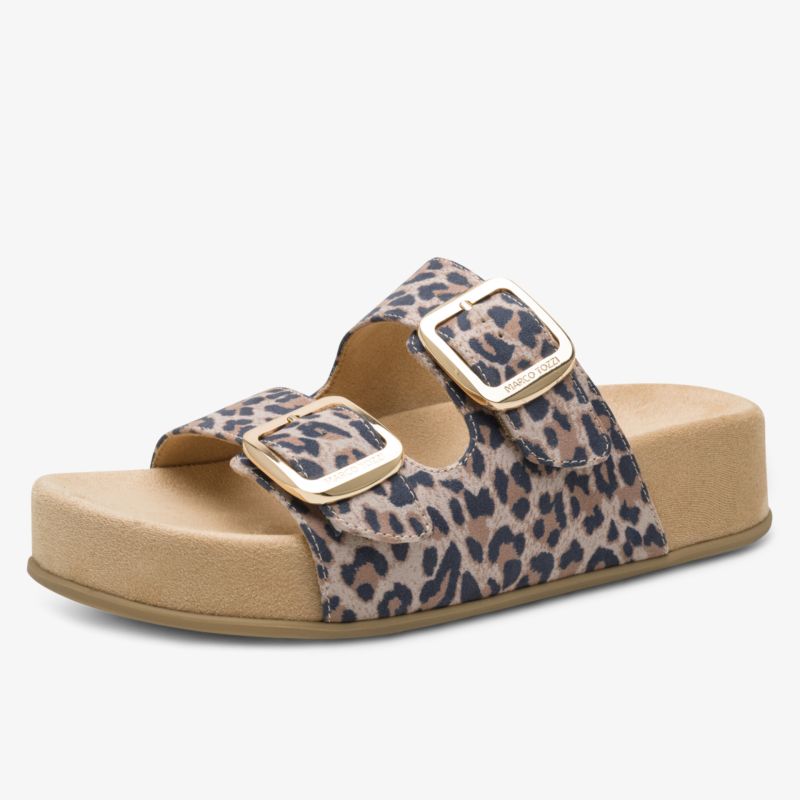 Bequeme Sandale mit Leopardenmuster und verstellbaren Schnallen, weiche Sohle für angenehmes Tragen