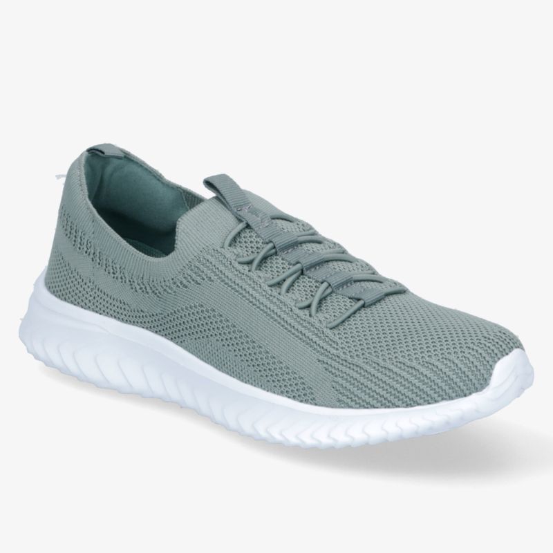 Moderner Sneaker mit flexiblem Strick-Obermaterial und bequemer, weißer Sohle für vielseitigen Stil.