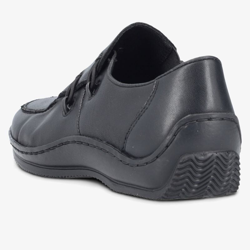 Eleganter schwarzer Schuh mit strapazierfähiger Sohle und bequemen Tragegefühl.