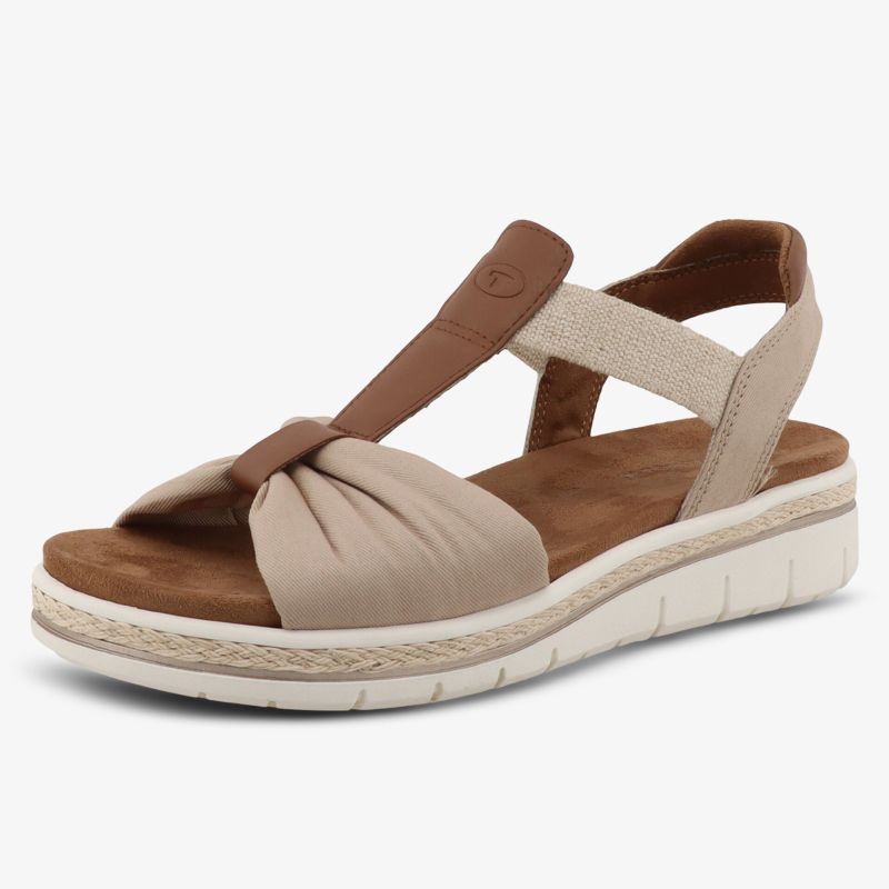 Bequeme Sandale mit elastischen Riemen, weichem Fußbett und flexibler weißer Sohle für hohen Tragekomfort