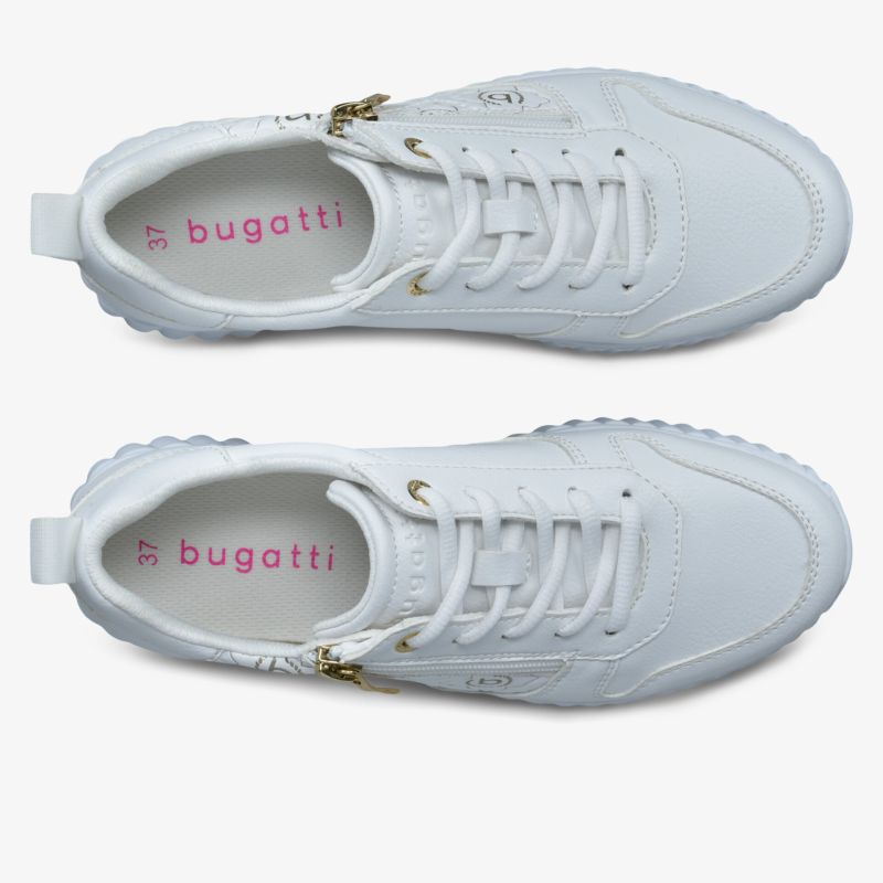 Modischer weißer Sneaker mit Schnürung und bequemer Passform in Lederoptik.