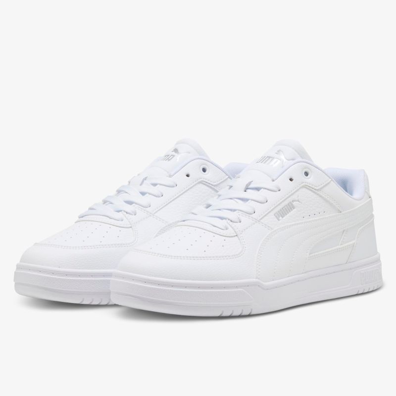 weißes Sneaker-Paar mit schnürung, elastischer Sohle und modernem sportlichen Design, bequem und langlebig