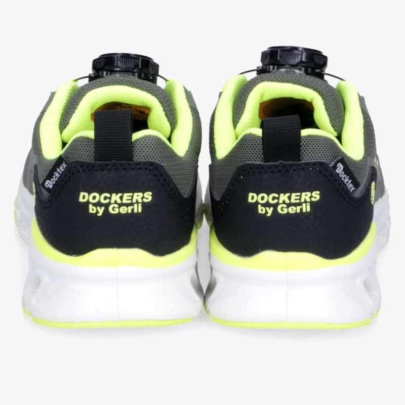 Rückansicht von sportlichen Dockers by Gerli Sneakern mit komfortablem Polster und modischen leuchtenden Details