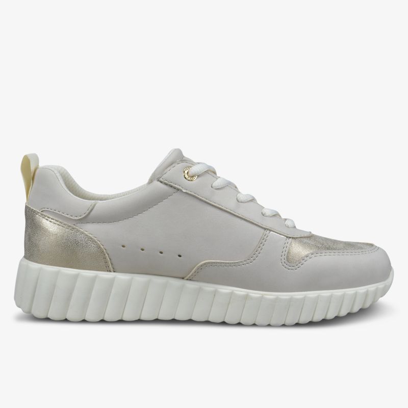 Bequeme weiße Sneakers mit modernem Design und robuster Sohle für den täglichen Gebrauch