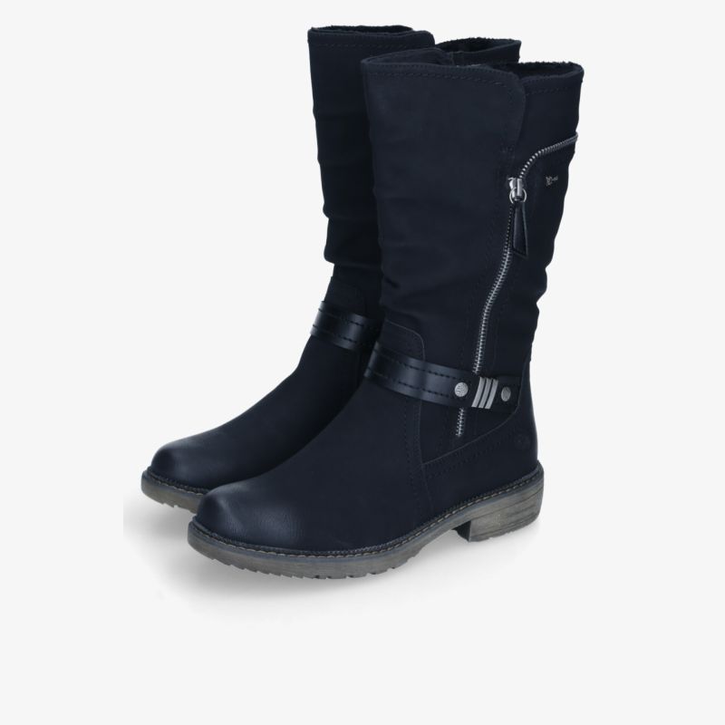 Schwarze knöchelhohe Stiefel mit robustem Material, elegantem Reißverschluss und rutschfester Sohle, bequem und modisch