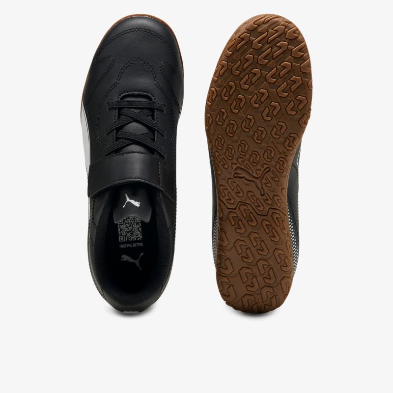Elegante schwarze Schuhe mit rutschfester Profilsohle und bequemer Passform, Draufsicht und Sohle sichtbar