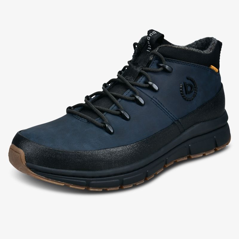 Dunkelblauer sportlicher Schnürschuh mit robuster Profilsohle und komfortablem Innenfutter