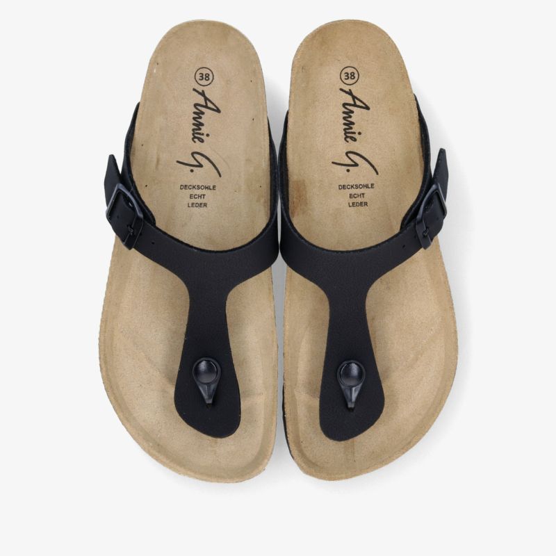 Bequeme Sandalen mit verstellbarem Rist, weichem Fußbett und robustem rutschfestem Profil in Schwarz
