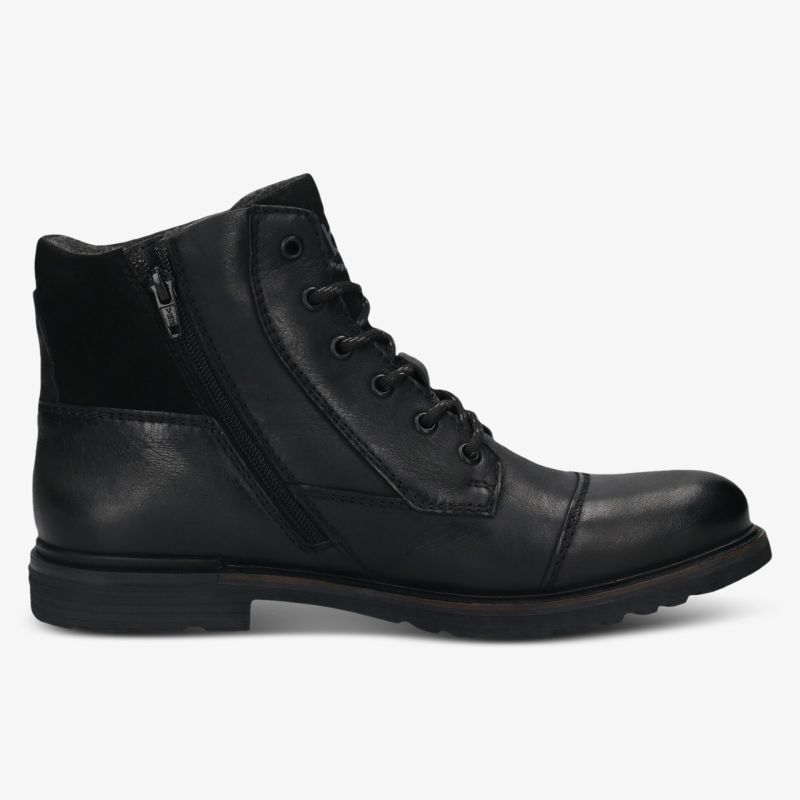 Robuster Schnürstiefel mit seitlichem Reißverschluss aus hochwertigem Leder für komfortablen Halt
