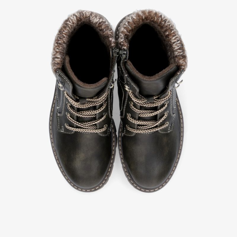 Robuste schwarze Schnürstiefel mit warmem Innenfutter und modernem Design für optimalen Komfort.