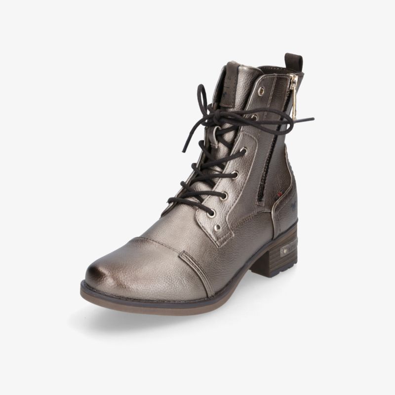 Moderner schwarzer Stiefel aus hochwertigem Lackleder mit Schnürung und stabilem Absatz für komfortables Tragen