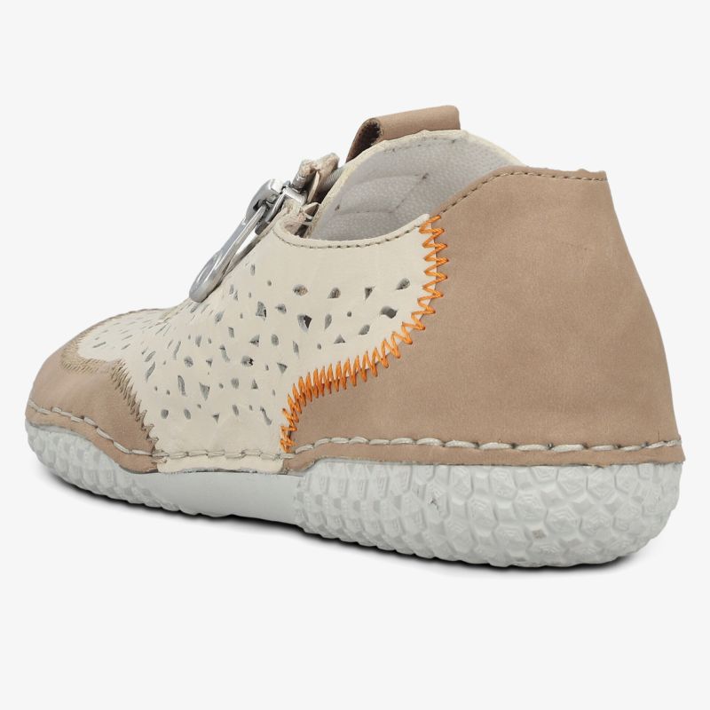 Bequemer Schuh mit atmungsaktivem Material und flexibler Sohle in modischem Design, seitliche Ansicht