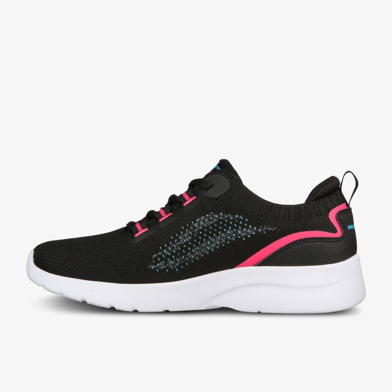 Stylische schwarze Sneaker mit pinken Akzenten, bequemem Sitz und strapazierfähiger, rutschfester Sohle.