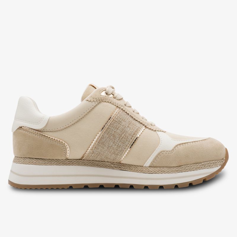 Bequemer Sneaker aus atmungsaktivem Material mit leichter Sohle und modernem Design in neutralen Farbtönen