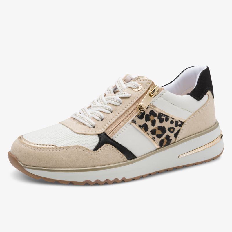 Bequemer Sneaker mit seitlichem Reißverschluss und modischem Leopardenmuster Akzent, sportlich und modern