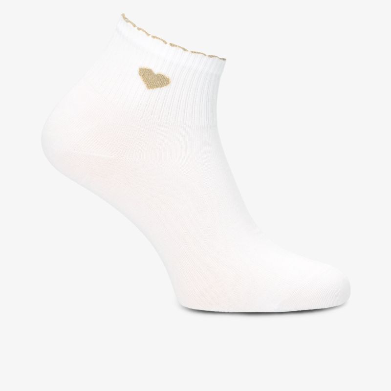 Weiße Kurzsocken mit Herzemblem, perfekte Passform und angenehmer Tragekomfort