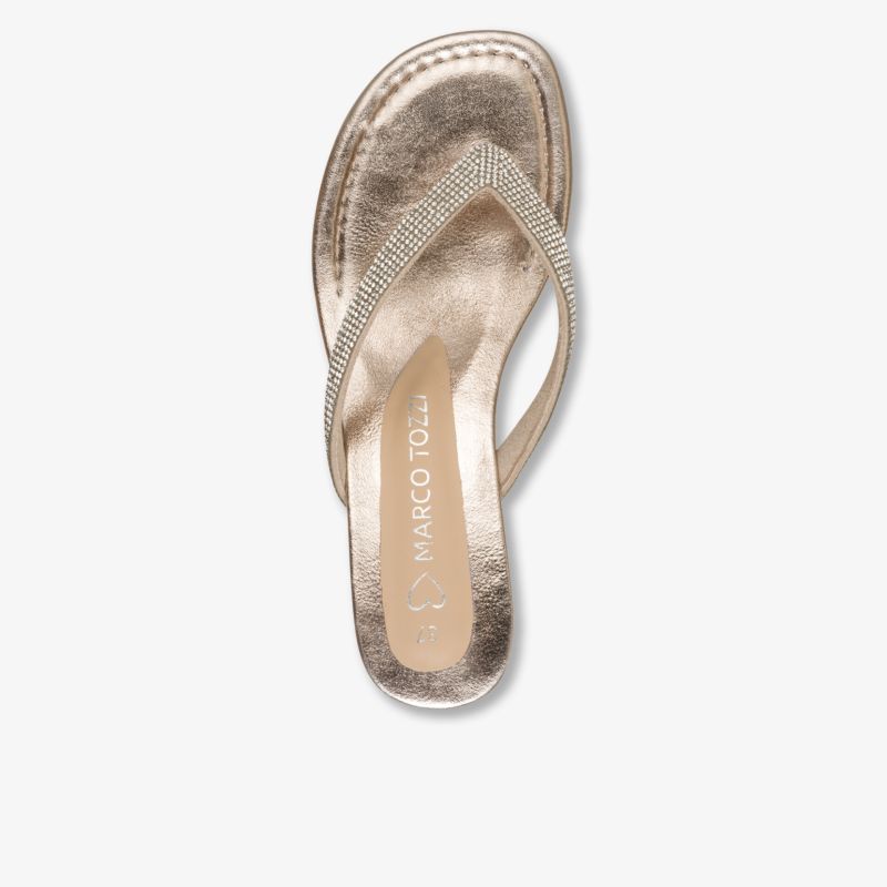 Eleganter schimmernder Zehensteg-Sandale mit glitzernden Details, komfortabel und modisch